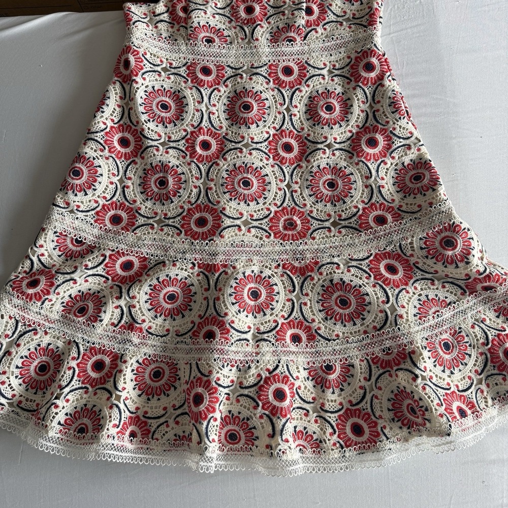 J Crew Crochet Lace A Line Dress Size 0 4th of July Boho Cottage 60s Festival - Picture 4 of 14